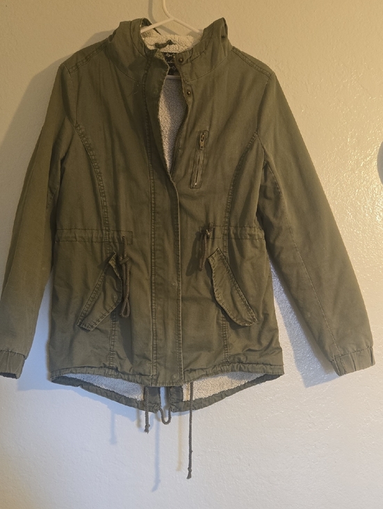 Ambiance Jackets & Blazers - Ambiance Olive Utility Drawstring Parka Jacket
